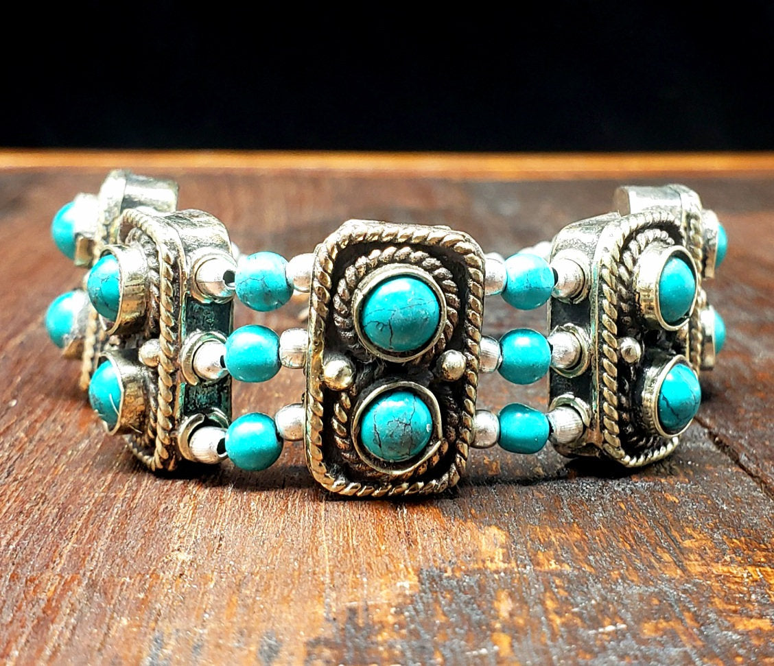 Rustic Navajo Turquoise Cuff Bracelet