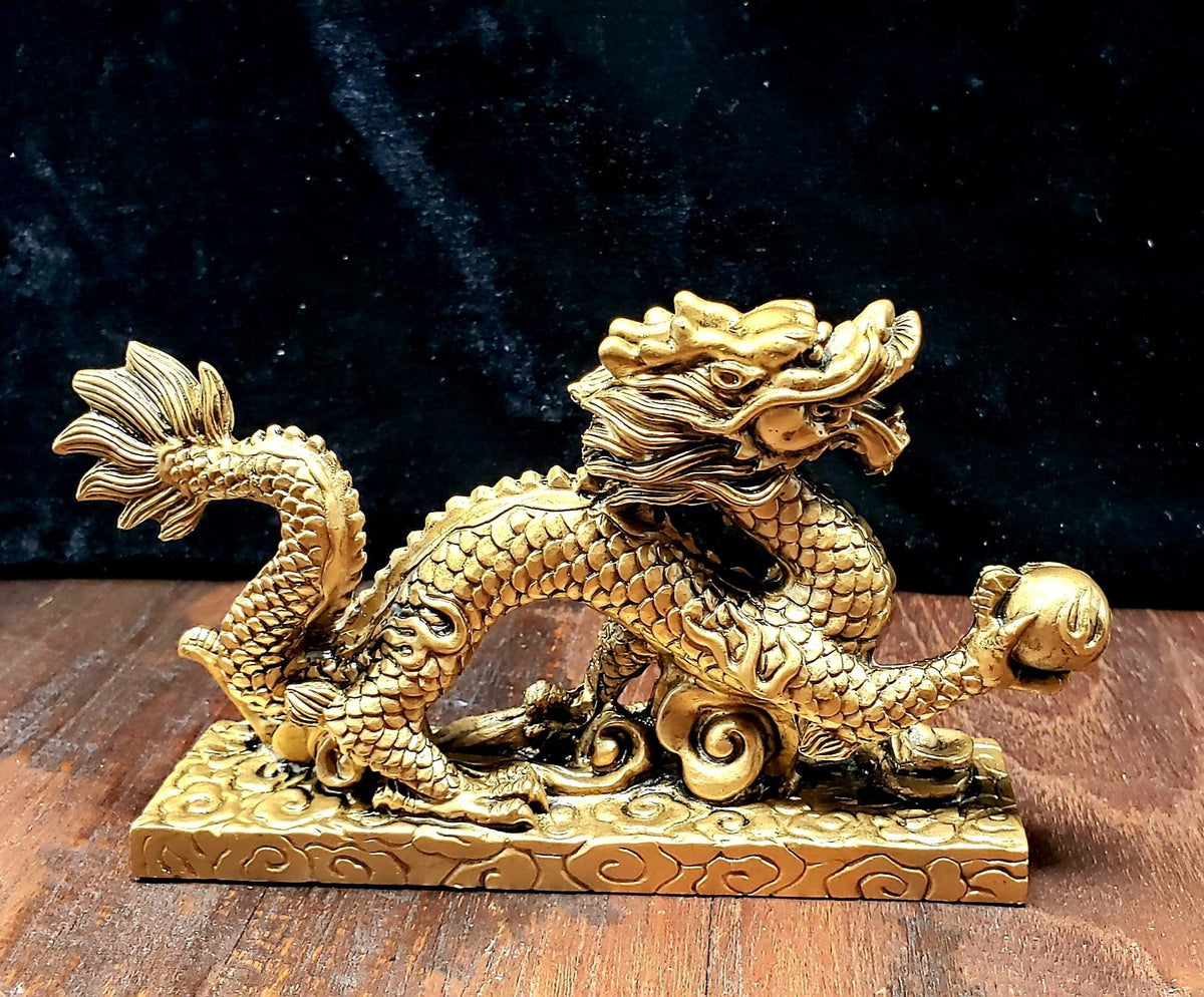 Chinese Dragon Resin Statue