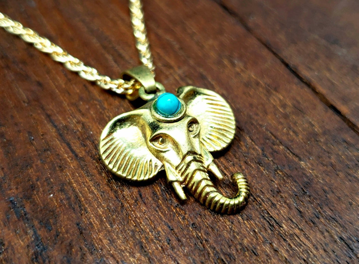 Lucky Elephant Necklace: Gold Plated Good Luck Charm Necklace 