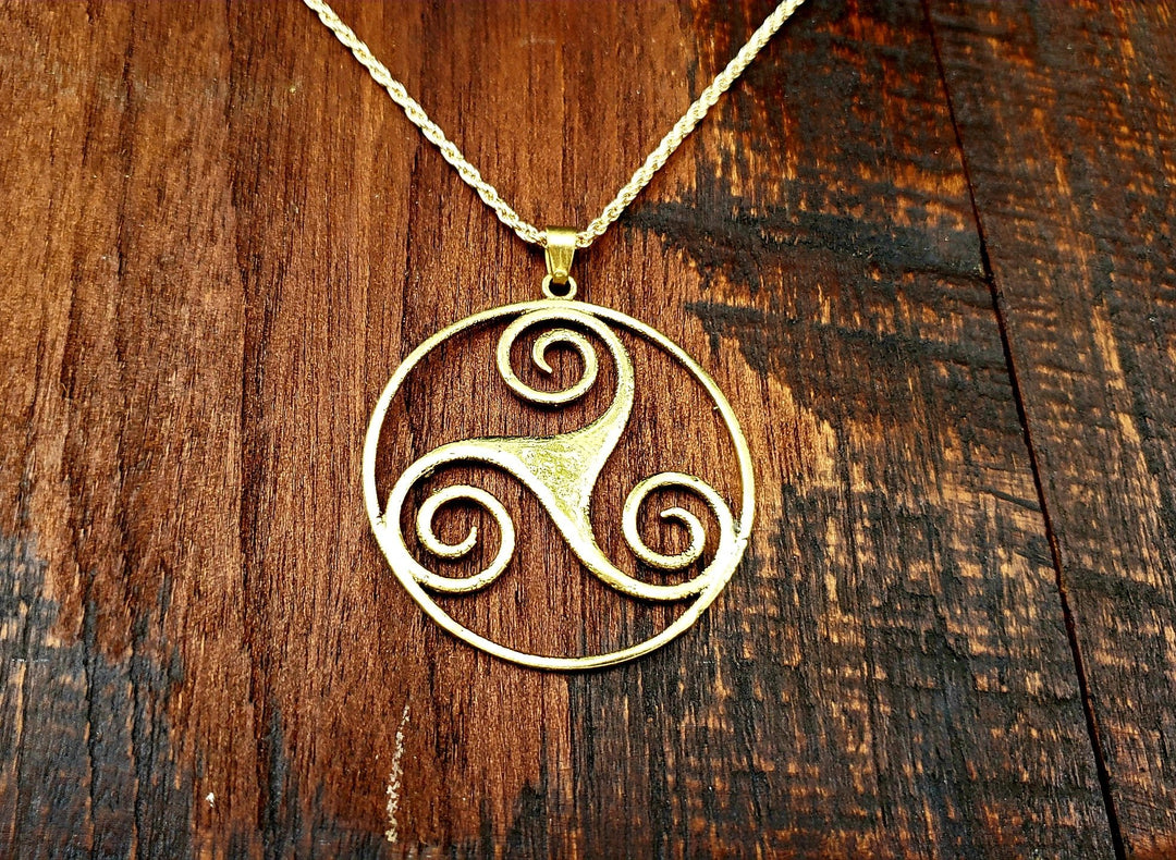 Buy Golden Celtic Triskelion Pendant Culture Cross