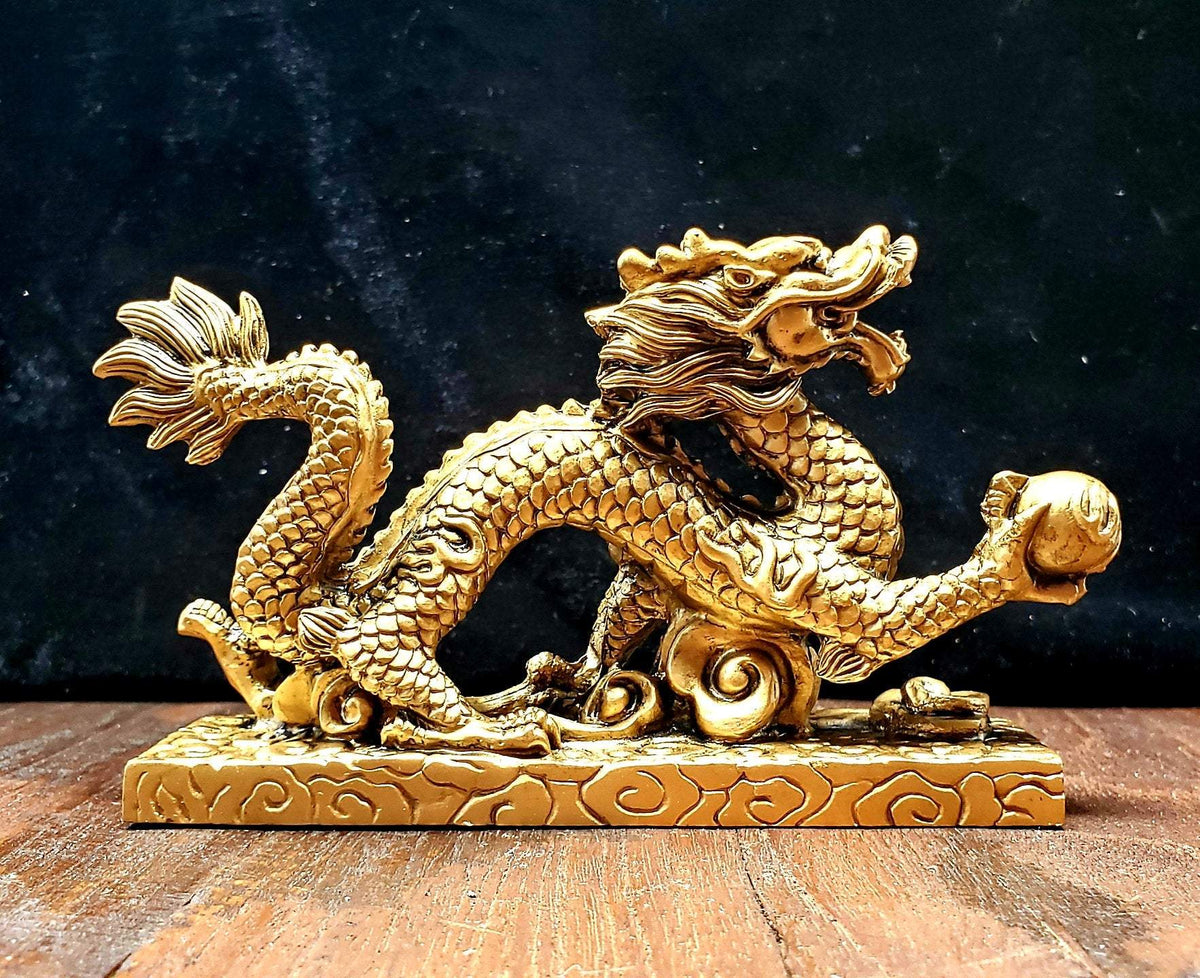 Chinese Dragon Resin Statue