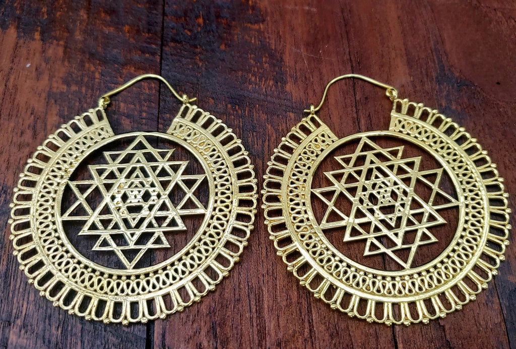 Shop Large Sacred Geometry Sri Yantra Earrings