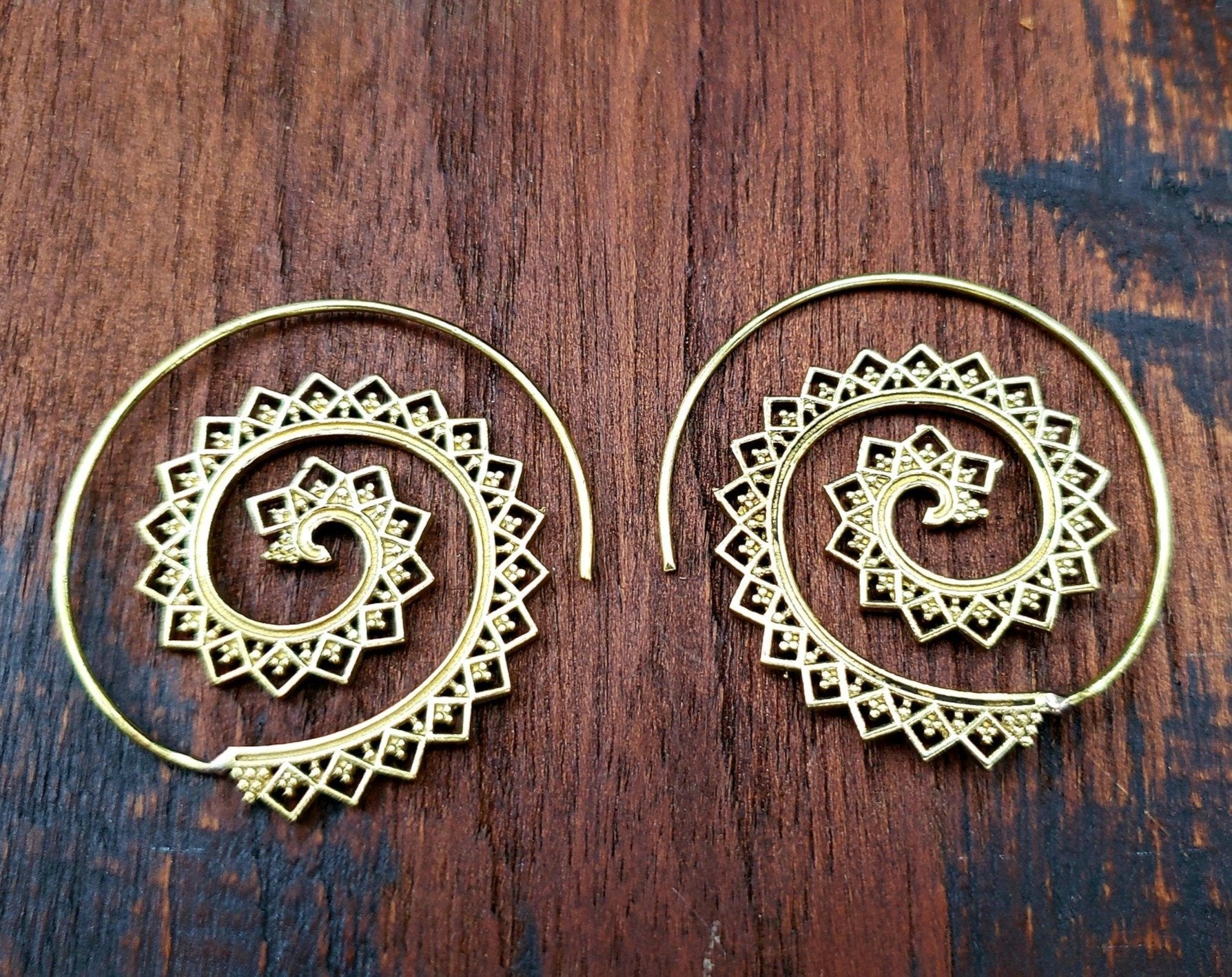 Buy Lace Spiral Hoop Threader Earrings Handcrafted Jewelry