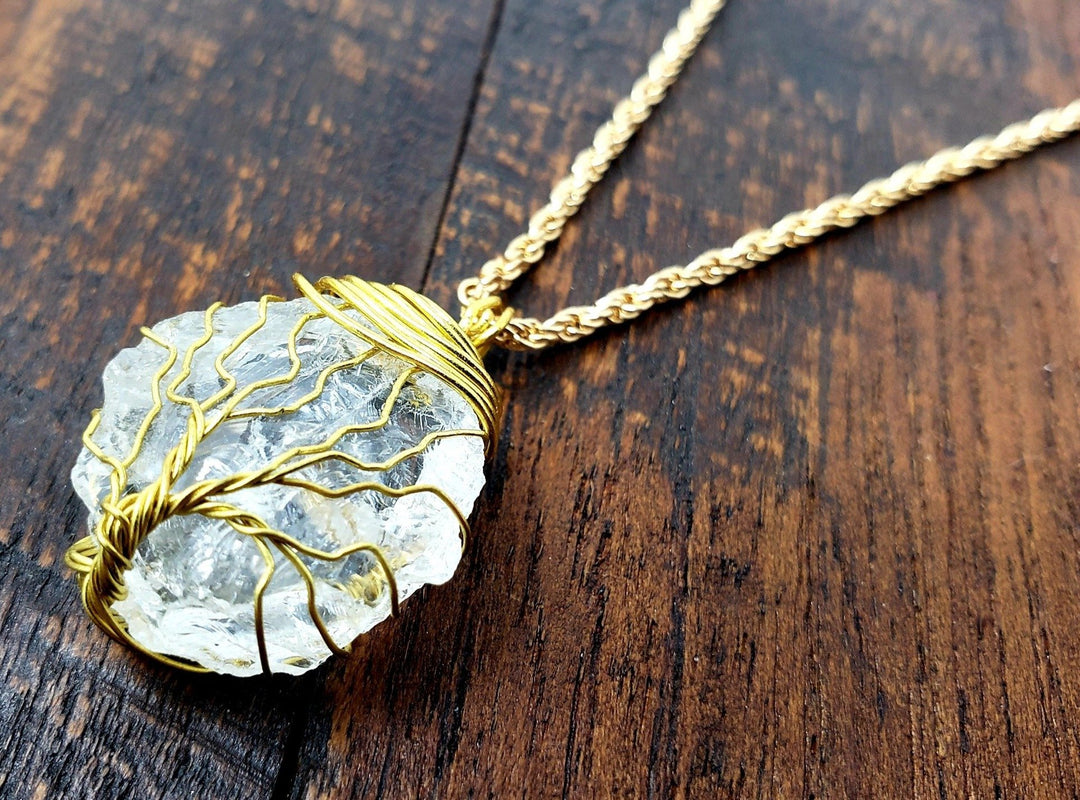Tree of life quartz necklace top