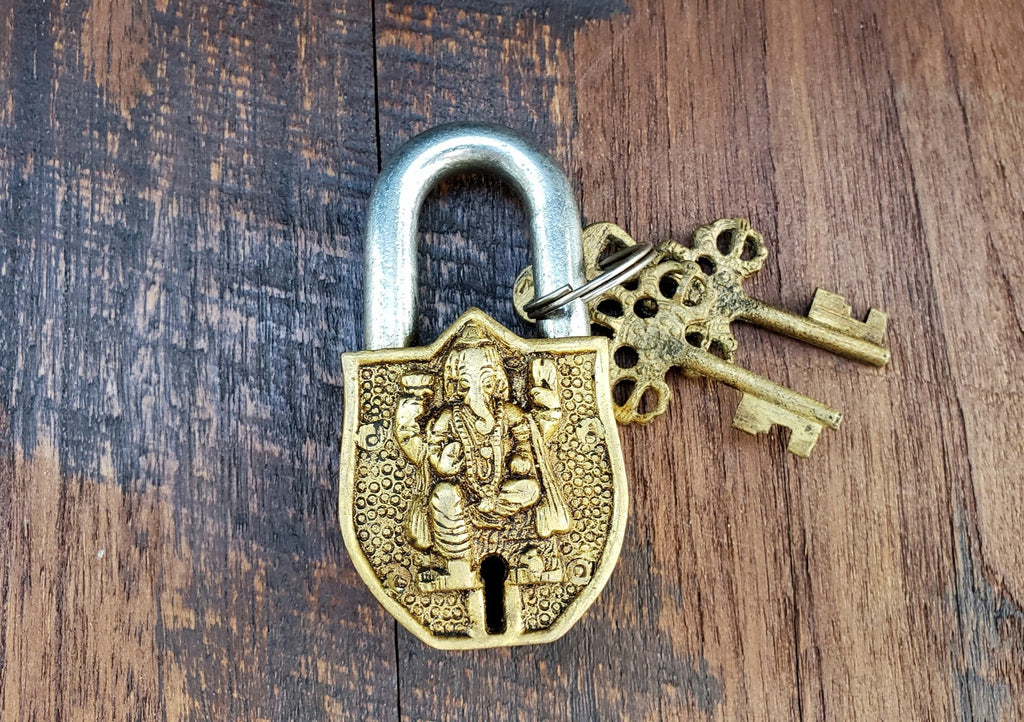 Brass Padlock - Lock with Keys - Working Functional - Brass Made Padlock  Krishan Golden 