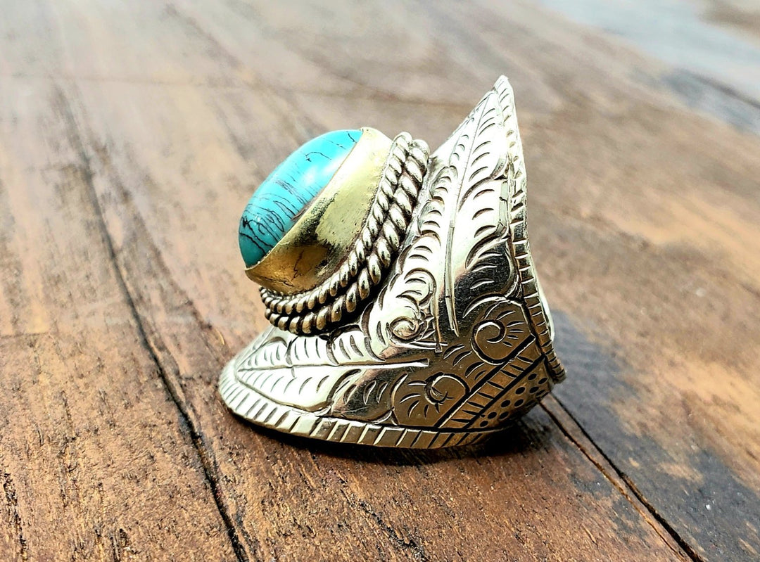 Sterling silver and Tibetan turquoise high quality ring